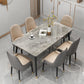 Slate and Metal Table Glam Style Rectangular Dining Table for Home Dining Room 55.1"L x 31.5"W x 29.5"H Without Chairs Clearhalo 'Dining Tables & Seating' 'Dining Tables' 'dining_table' 'furn' 'furn_dining_table' 'Furniture' 'Kitchen & Dining Furniture' 6155046