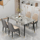 Slate and Metal Table Glam Style Rectangular Dining Table for Home Dining Room 70.9"L x 35.4"W x 29.5"H Without Chairs Clearhalo 'Dining Tables & Seating' 'Dining Tables' 'dining_table' 'furn' 'furn_dining_table' 'Furniture' 'Kitchen & Dining Furniture' 6155047