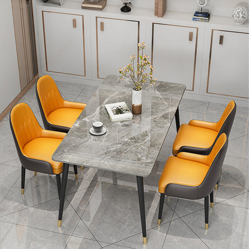 Slate and Metal Table Glam Style Rectangular Dining Table for Home Dining Room 51.2"L x 27.6"W x 29.5"H Without Chairs Clearhalo 'Dining Tables & Seating' 'Dining Tables' 'dining_table' 'furn' 'furn_dining_table' 'Furniture' 'Kitchen & Dining Furniture' 6155048