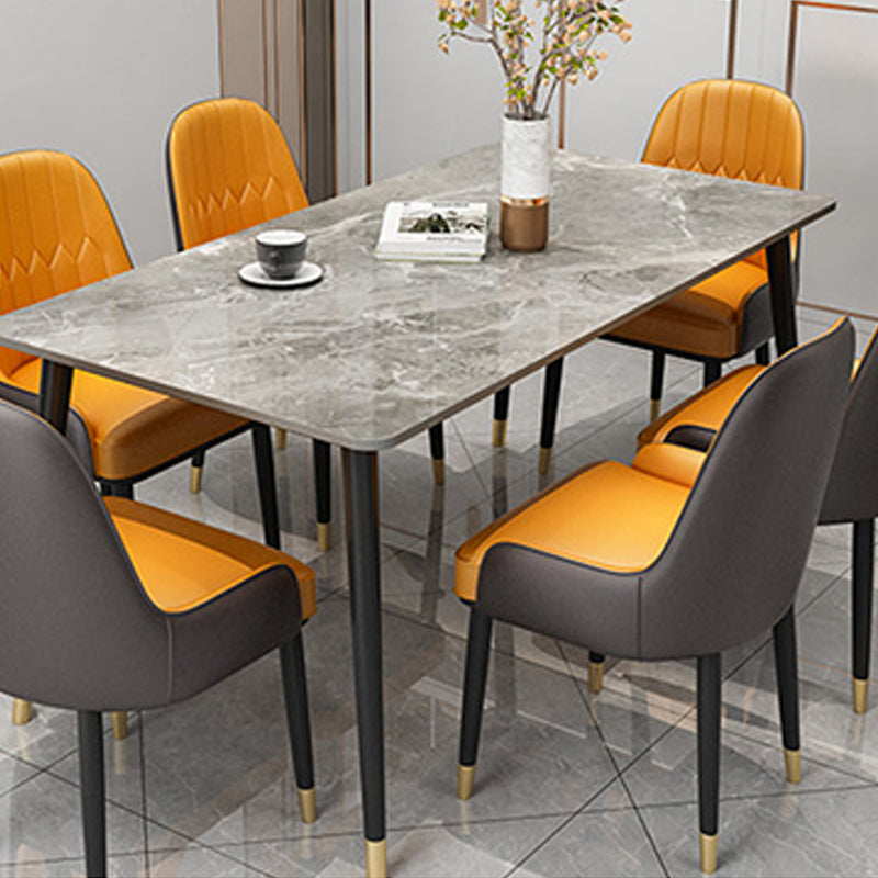Slate and Metal Table Glam Style Rectangular Dining Table for Home Dining Room Clearhalo 'Dining Tables & Seating' 'Dining Tables' 'dining_table' 'furn' 'furn_dining_table' 'Furniture' 'Kitchen & Dining Furniture' 6155053