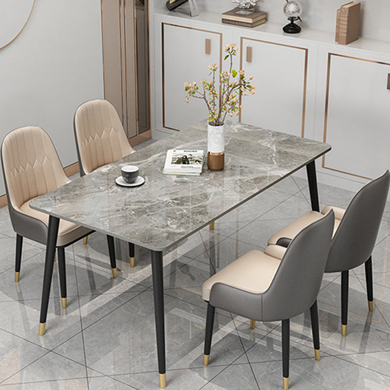 Slate and Metal Table Glam Style Rectangular Dining Table for Home Dining Room Clearhalo 'Dining Tables & Seating' 'Dining Tables' 'dining_table' 'furn' 'furn_dining_table' 'Furniture' 'Kitchen & Dining Furniture' 6155054