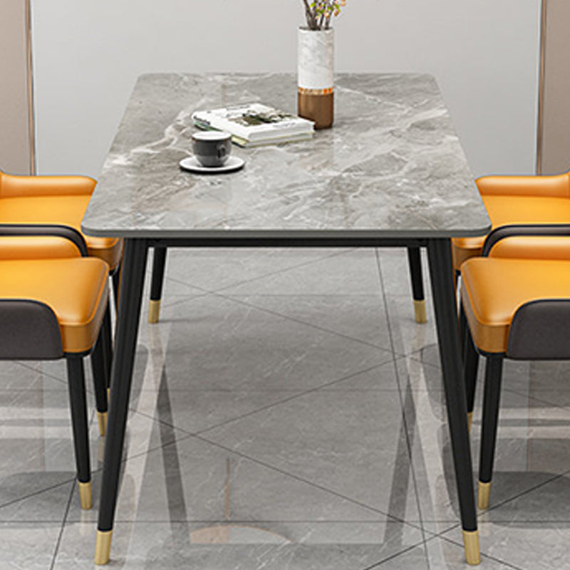 Slate and Metal Table Glam Style Rectangular Dining Table for Home Dining Room Clearhalo 'Dining Tables & Seating' 'Dining Tables' 'dining_table' 'furn' 'furn_dining_table' 'Furniture' 'Kitchen & Dining Furniture' 6155055