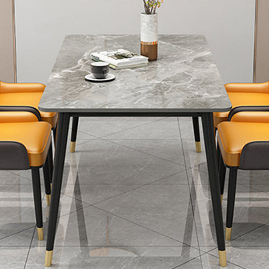 Slate and Metal Table Glam Style Rectangular Dining Table for Home Dining Room Clearhalo 'Dining Tables & Seating' 'Dining Tables' 'dining_table' 'furn' 'furn_dining_table' 'Furniture' 'Kitchen & Dining Furniture' 6155055