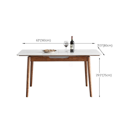 Modern Rectangle Dining Room Table Sintered Stone Extendable Kitchen Desk