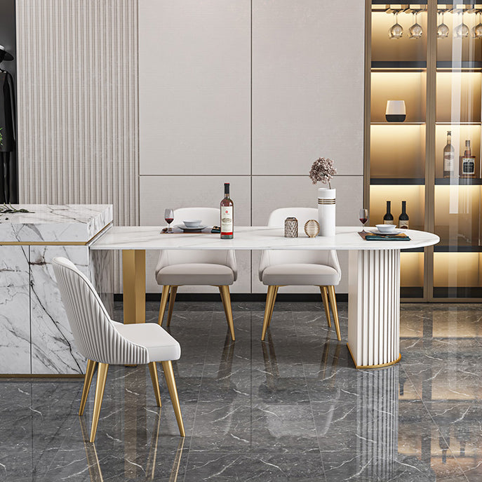 Tavolo da cucina fisso a forma libera tavolo a doppia base di lussuosa in pietra sinterita