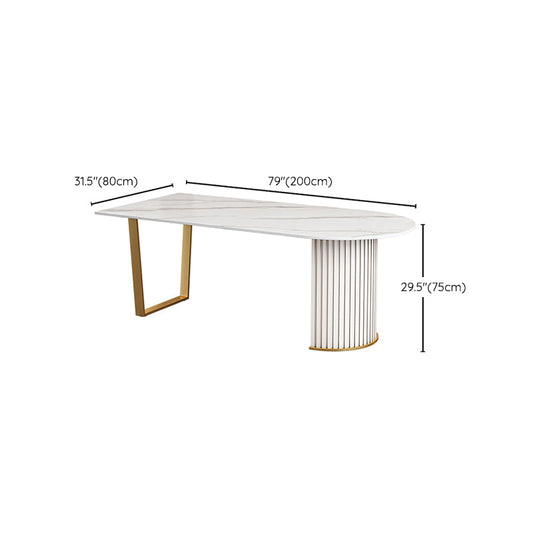 Free Form Fixed Kitchen Table Luxury Sintered Stone Double Base Table