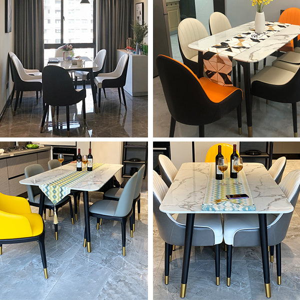 Luxury Rectangle Fixed Dining Table Sintered Stone Kitchen Table