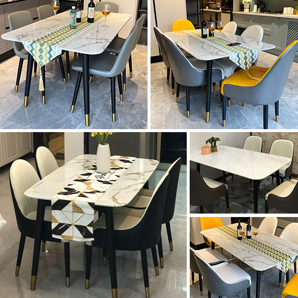 Luxury Rectangle Fixed Dining Table Sintered Stone Kitchen Table