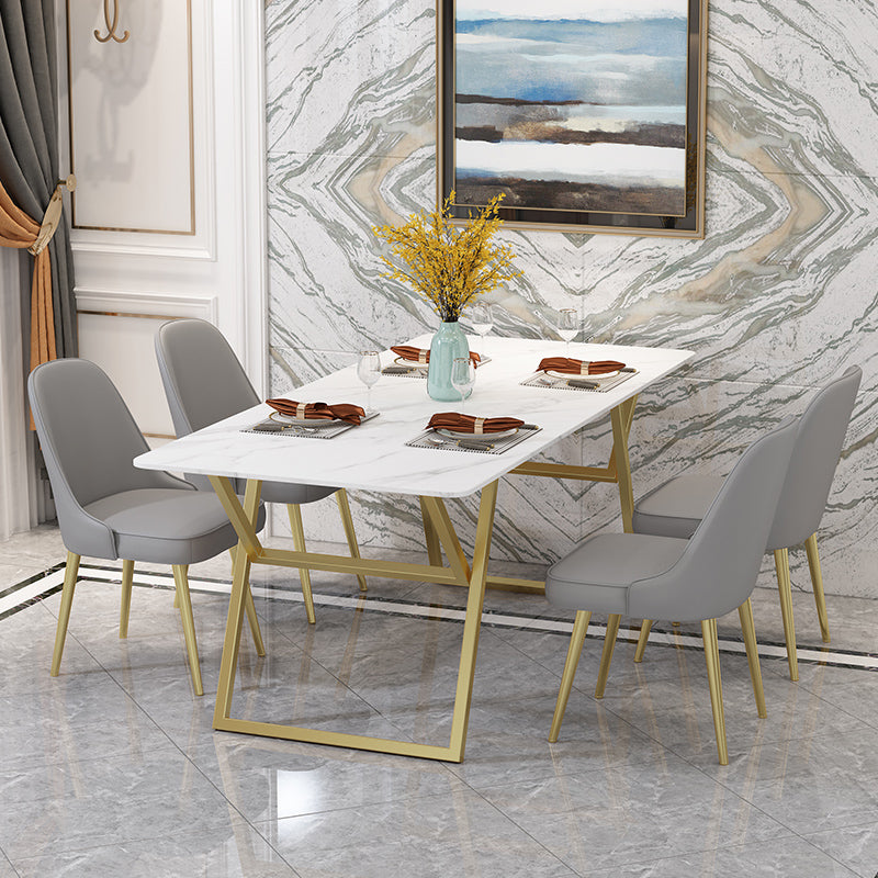 Table de fer et d'ardoise Glam Style Simple Home Living Room Rectangular Dining Table