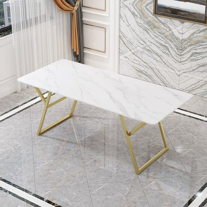 Table de fer et d'ardoise Glam Style Simple Home Living Room Rectangular Dining Table