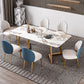 Iron and Slate Table Glam Style Simple Home Rectangular Dining Table Pandora Gold 55.1"L x 31.5"W x 29.5"H Without Chairs Clearhalo 'Dining Tables & Seating' 'Dining Tables' 'dining_table' 'furn' 'furn_dining_table' 'Furniture' 'Kitchen & Dining Furniture' 6155185