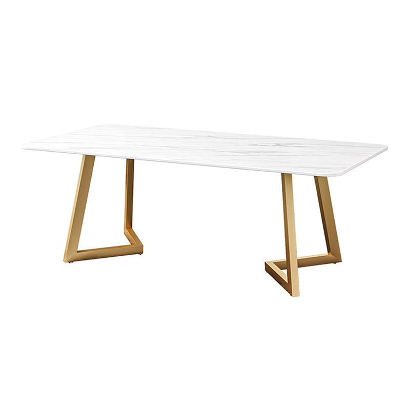 Iron and Slate Table Glam Style Simple Home Rectangular Dining Table White Without Chairs Clearhalo 'Dining Tables & Seating' 'Dining Tables' 'dining_table' 'furn' 'furn_dining_table' 'Furniture' 'Kitchen & Dining Furniture' 6155186