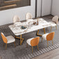 Iron and Slate Table Glam Style Simple Home Rectangular Dining Table Pandora Gold 70.9"L x 35.4"W x 29.5"H Without Chairs Clearhalo 'Dining Tables & Seating' 'Dining Tables' 'dining_table' 'furn' 'furn_dining_table' 'Furniture' 'Kitchen & Dining Furniture' 6155187