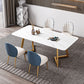 Iron and Slate Table Glam Style Simple Home Rectangular Dining Table White 70.9"L x 35.4"W x 29.5"H Without Chairs Clearhalo 'Dining Tables & Seating' 'Dining Tables' 'dining_table' 'furn' 'furn_dining_table' 'Furniture' 'Kitchen & Dining Furniture' 6155189
