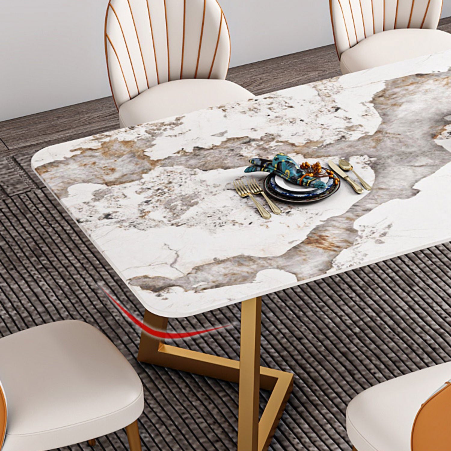Iron and Slate Table Glam Style Simple Home Rectangular Dining Table Clearhalo 'Dining Tables & Seating' 'Dining Tables' 'dining_table' 'furn' 'furn_dining_table' 'Furniture' 'Kitchen & Dining Furniture' 6155191