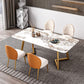 Iron and Slate Table Glam Style Simple Home Rectangular Dining Table Clearhalo 'Dining Tables & Seating' 'Dining Tables' 'dining_table' 'furn' 'furn_dining_table' 'Furniture' 'Kitchen & Dining Furniture' 6155192