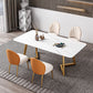 Iron and Slate Table Glam Style Simple Home Rectangular Dining Table Clearhalo 'Dining Tables & Seating' 'Dining Tables' 'dining_table' 'furn' 'furn_dining_table' 'Furniture' 'Kitchen & Dining Furniture' 6155198