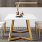 Iron and Slate Table Glam Style Simple Home Rectangular Dining Table Clearhalo 'Dining Tables & Seating' 'Dining Tables' 'dining_table' 'furn' 'furn_dining_table' 'Furniture' 'Kitchen & Dining Furniture' 6155199