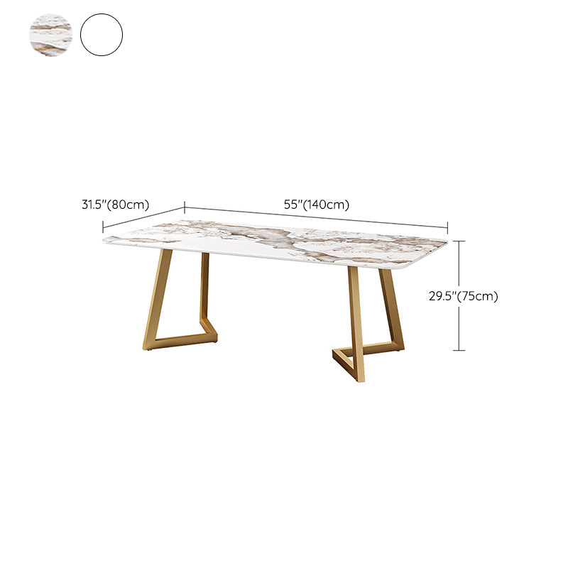 Iron and Slate Table Glam Style Simple Home Rectangular Dining Table Clearhalo 'Dining Tables & Seating' 'Dining Tables' 'dining_table' 'furn' 'furn_dining_table' 'Furniture' 'Kitchen & Dining Furniture' 6155201