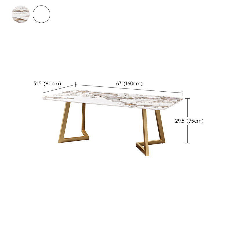 Iron and Slate Table Glam Style Simple Home Rectangular Dining Table Clearhalo 'Dining Tables & Seating' 'Dining Tables' 'dining_table' 'furn' 'furn_dining_table' 'Furniture' 'Kitchen & Dining Furniture' 6155202