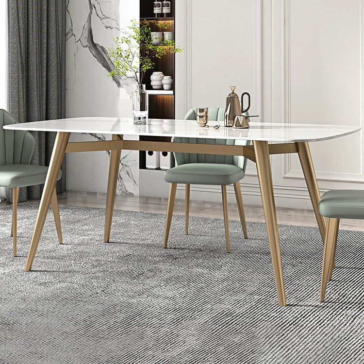 Mesa de comedor fijo rectángulo Mesa de cocina de piedra sinterizada de lujo