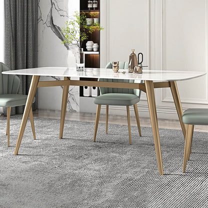 Mesa de comedor fijo rectángulo Mesa de cocina de piedra sinterizada de lujo