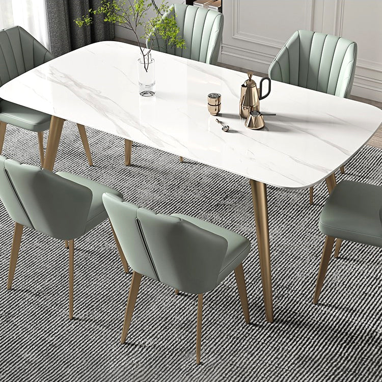 Mesa de comedor fijo rectángulo Mesa de cocina de piedra sinterizada de lujo