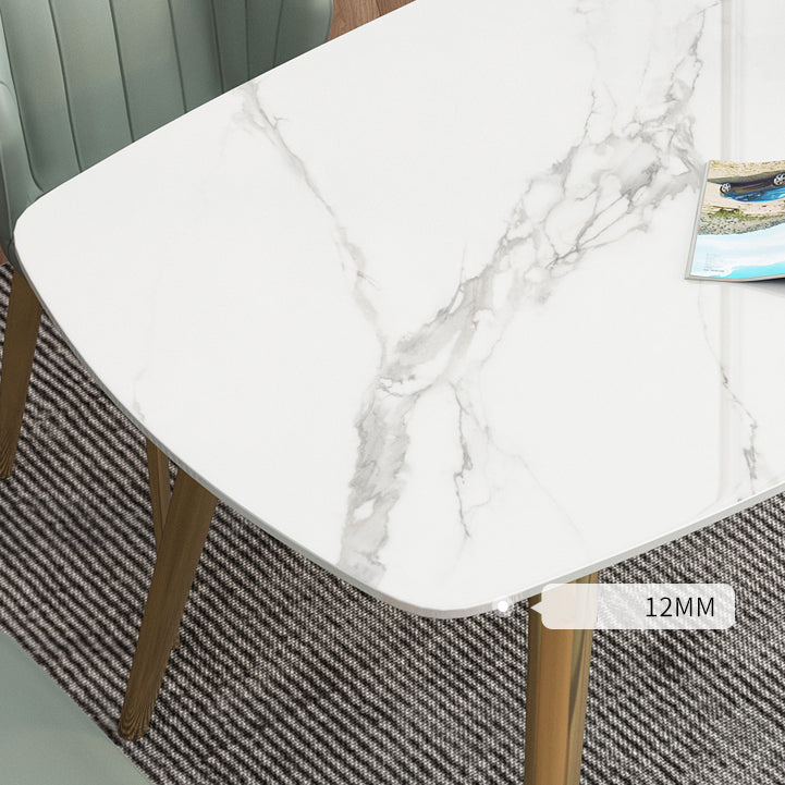 Mesa de comedor fijo rectángulo Mesa de cocina de piedra sinterizada de lujo