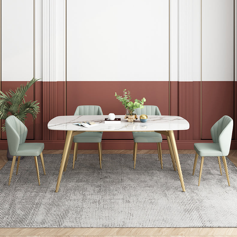 Mesa de comedor fijo rectángulo Mesa de cocina de piedra sinterizada de lujo