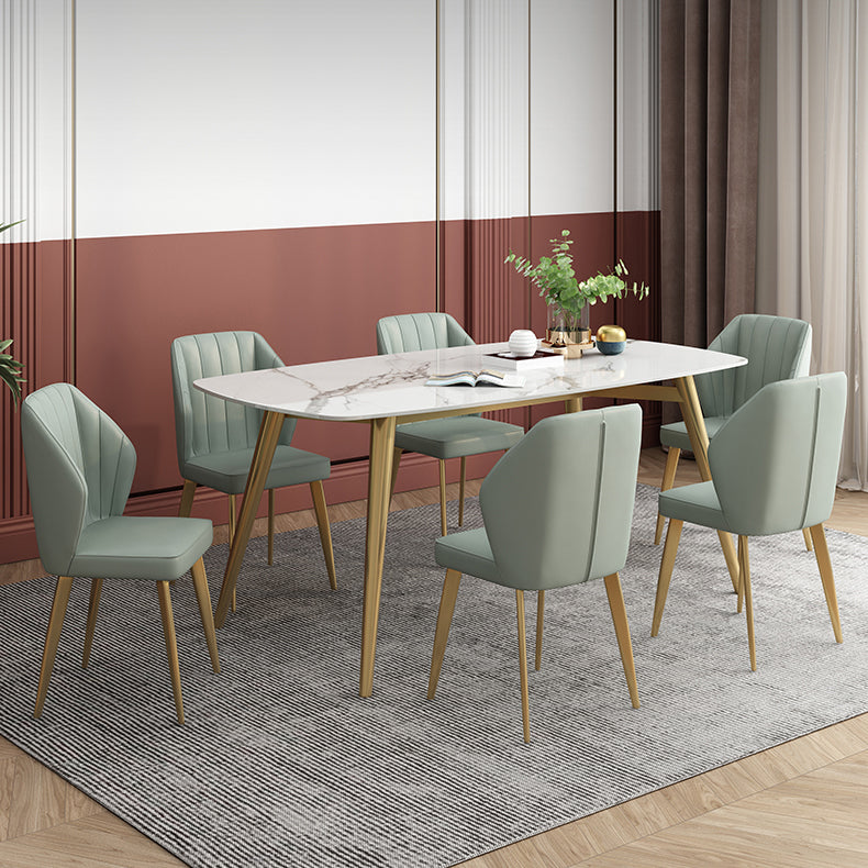 Mesa de comedor fijo rectángulo Mesa de cocina de piedra sinterizada de lujo