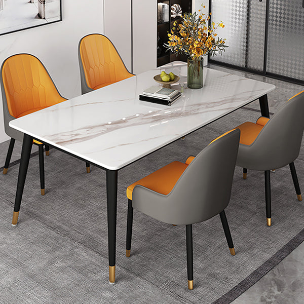Metal and Slate Table Glam Style Simple Home Rectangular Dining Table