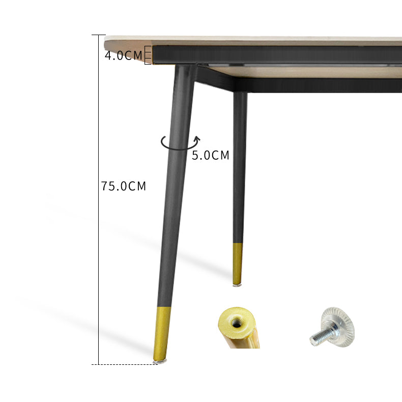 Metal and Slate Table Glam Style Simple Home Rectangular Dining Table