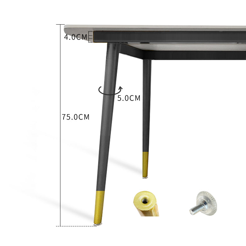 Table de métal et ardoise glam glamour table à manger rectangulaire