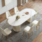 Ovale eettafel van gesinterd steen Luxe vaste tafel met dubbel onderstel