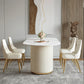Ovale eettafel van gesinterd steen Luxe vaste tafel met dubbel onderstel