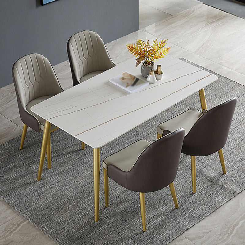 Metal and Slate Rectangular Table Glam Style Home Dining Table 51.2"L x 27.6"W x 29.5"H Without Chairs Clearhalo 'Dining Tables & Seating' 'Dining Tables' 'dining_table' 'furn' 'furn_dining_table' 'Furniture' 'Kitchen & Dining Furniture' 6155284