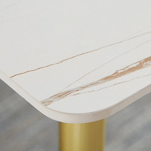 Metal and Slate Rectangular Table Glam Style Home Dining Table Clearhalo 'Dining Tables & Seating' 'Dining Tables' 'dining_table' 'furn' 'furn_dining_table' 'Furniture' 'Kitchen & Dining Furniture' 6155287