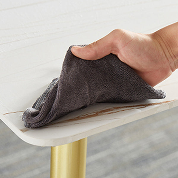 Metal and Slate Rectangular Table Glam Style Home Dining Table Clearhalo 'Dining Tables & Seating' 'Dining Tables' 'dining_table' 'furn' 'furn_dining_table' 'Furniture' 'Kitchen & Dining Furniture' 6155289