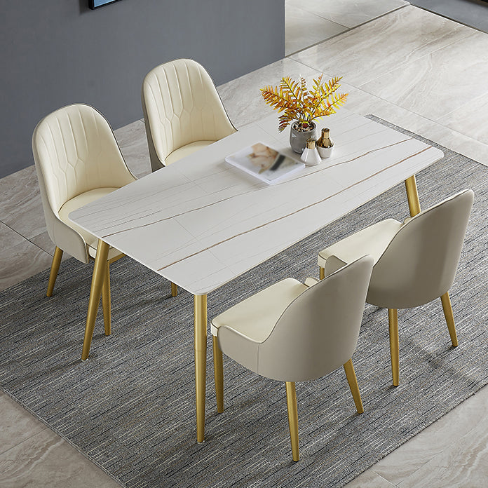 Metal and Slate Rectangular Table Glam Style Home Dining Table Clearhalo 'Dining Tables & Seating' 'Dining Tables' 'dining_table' 'furn' 'furn_dining_table' 'Furniture' 'Kitchen & Dining Furniture' 6155293