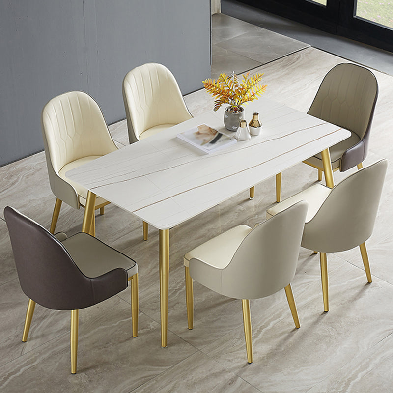 Metal and Slate Rectangular Table Glam Style Home Dining Table Clearhalo 'Dining Tables & Seating' 'Dining Tables' 'dining_table' 'furn' 'furn_dining_table' 'Furniture' 'Kitchen & Dining Furniture' 6155295