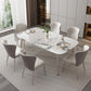 Luxury Rectangle Fixed Dining Table Sintered Stone Home Kitchen Table with 4 Legs