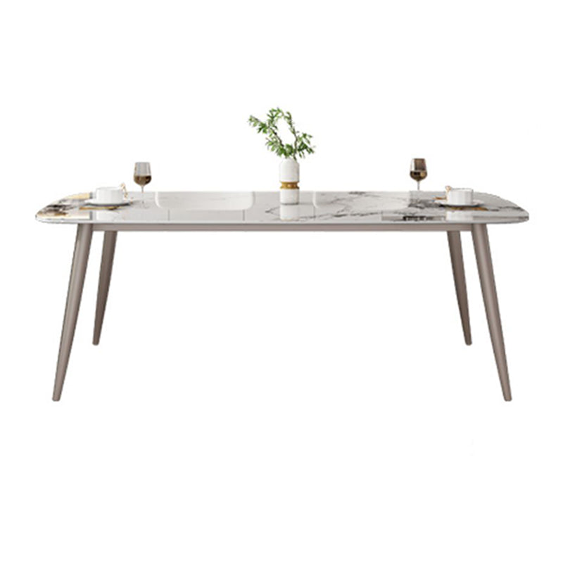 Luxury Rectangle Fixed Dining Table Sintered Stone Home Kitchen Table with 4 Legs