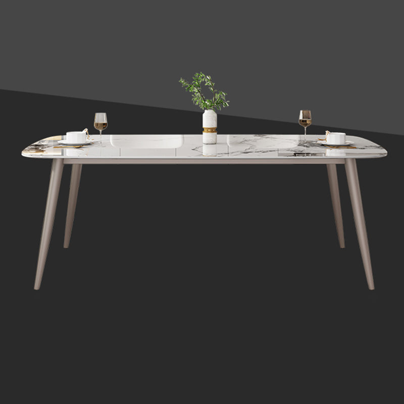 Luxury Rectangle Fixed Dining Table Sintered Stone Home Kitchen Table with 4 Legs