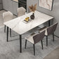 Rectangle Fixed Dining Table Industrial Sintered Stone White Home Table