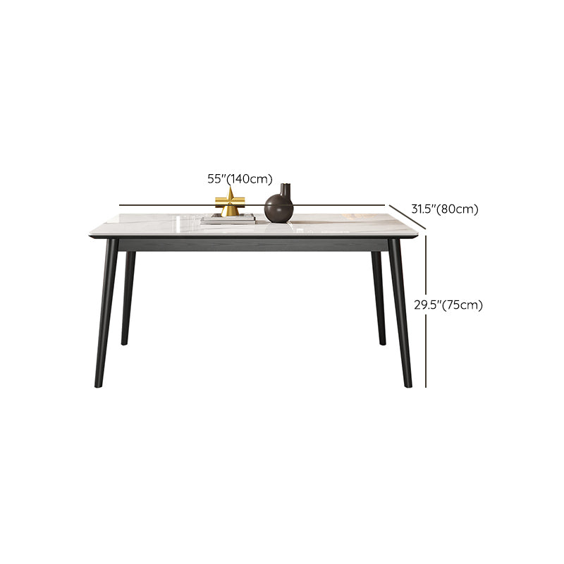 Rectangle Fixed Dining Table Industrial Sintered Stone White Home Table