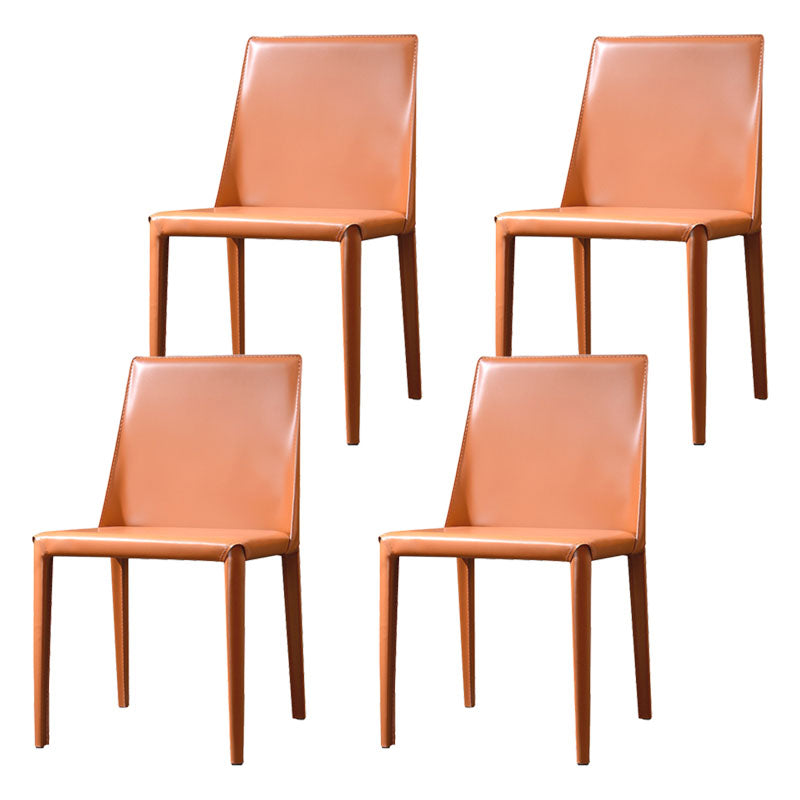 Eigentijdse faux lederen eetstoelen gestoffeerde parsons zijstoel