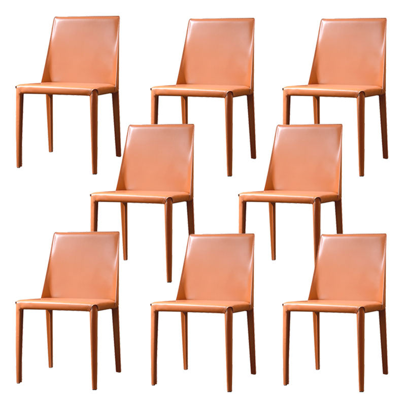 Eigentijdse faux lederen eetstoelen gestoffeerde parsons zijstoel