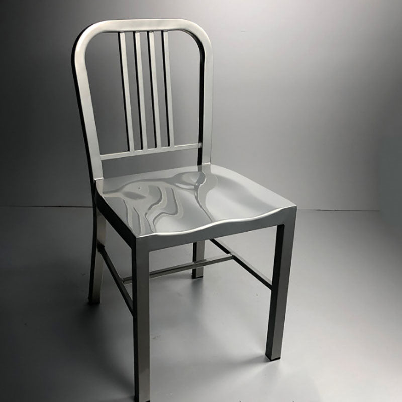 Industriële metalen eetkamerstoelen Slat achter eetstoel in zilver
