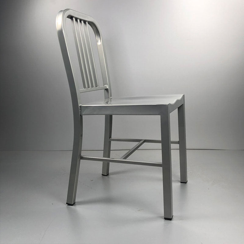 Industriële metalen eetkamerstoelen Slat achter eetstoel in zilver