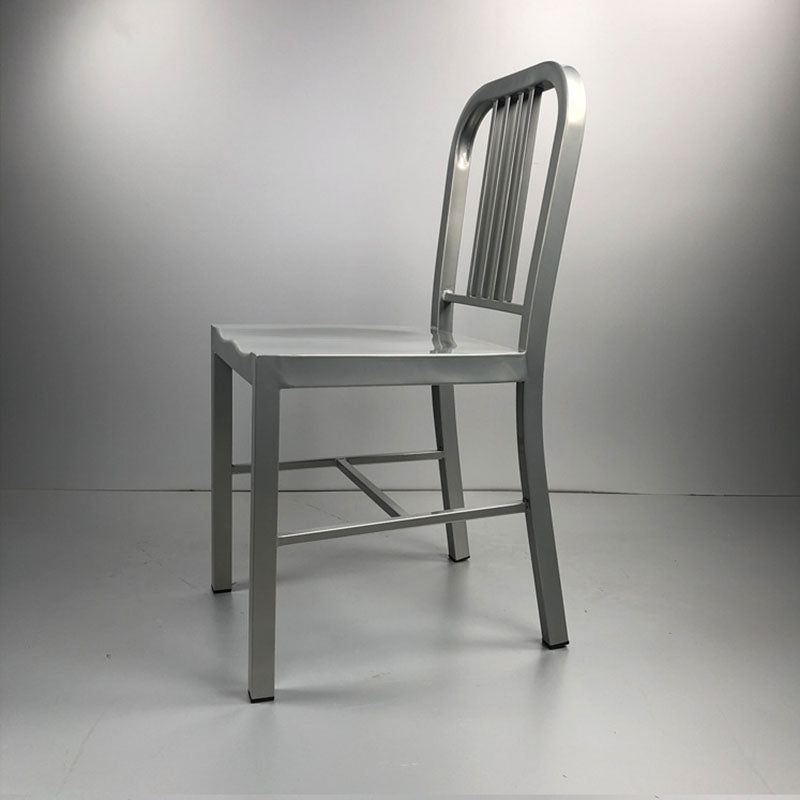 Industriële metalen eetkamerstoelen Slat achter eetstoel in zilver
